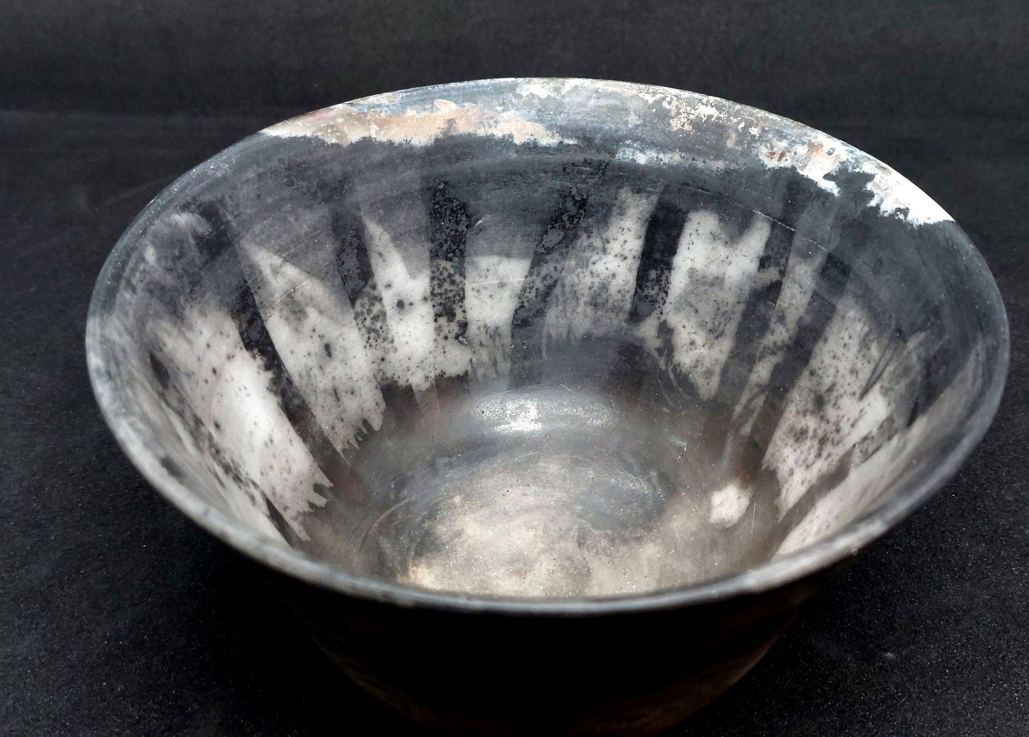 Red and black bowl - mother of pearl effects