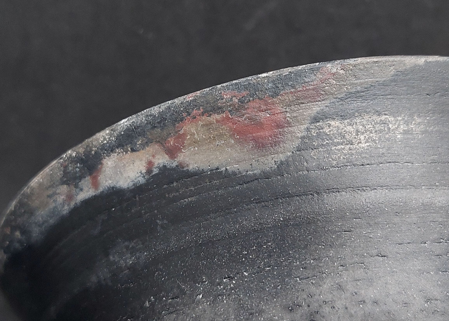 Red and black bowl - mother of pearl effects