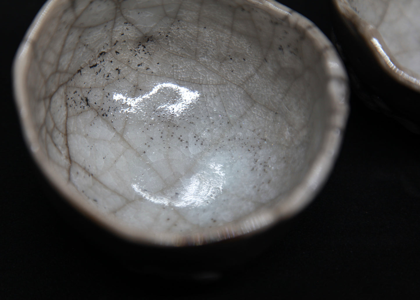 White raku cups - flower patterns