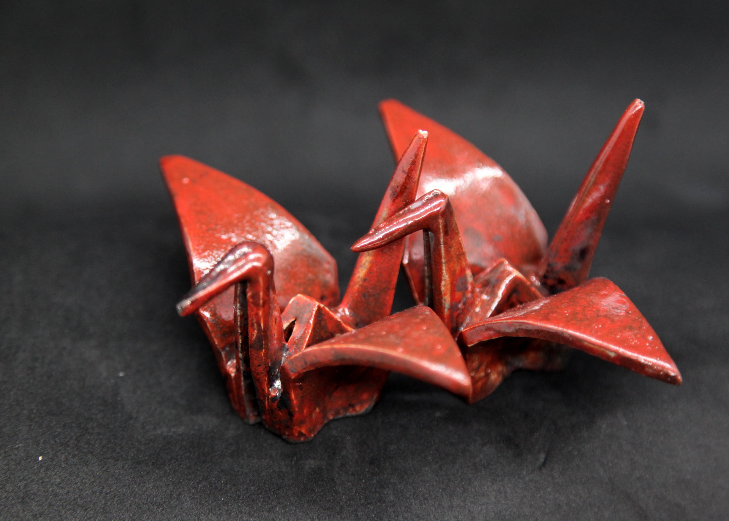 Red raku birds - origami pattern