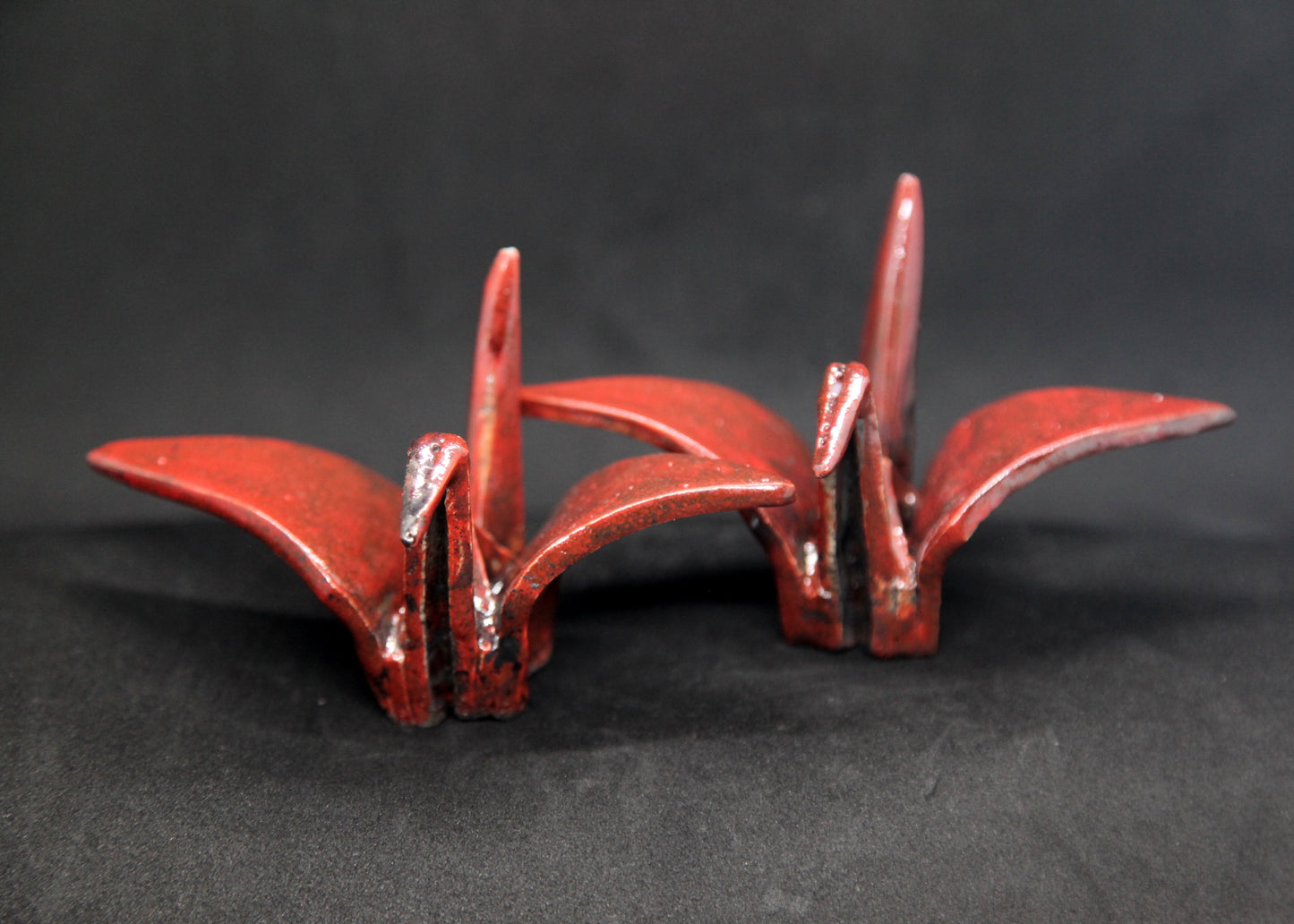 Oiseaux rouges raku - motif origami