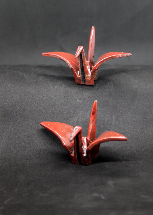 Red raku birds - origami pattern