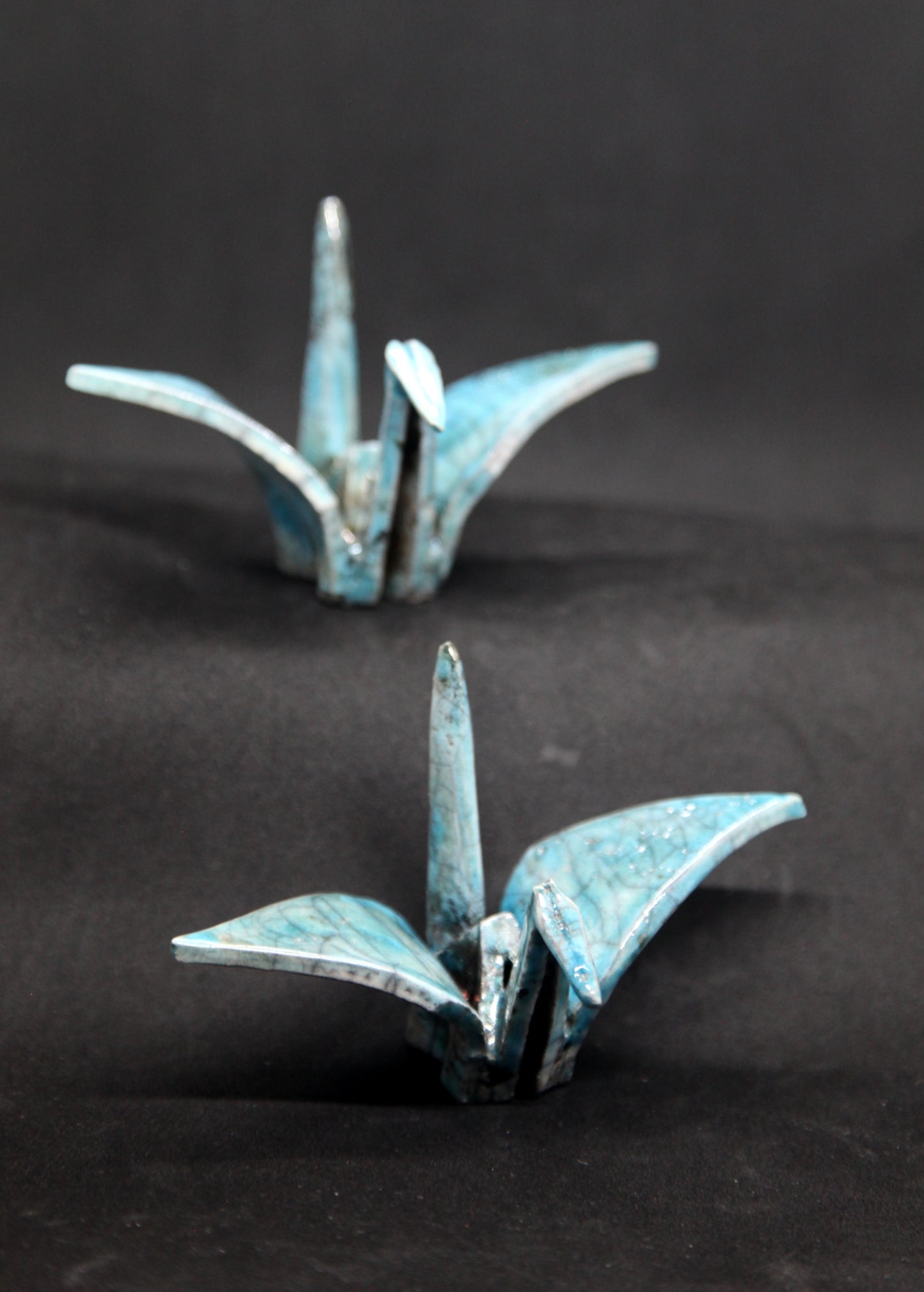 Oiseaux turquoises raku - motif origami